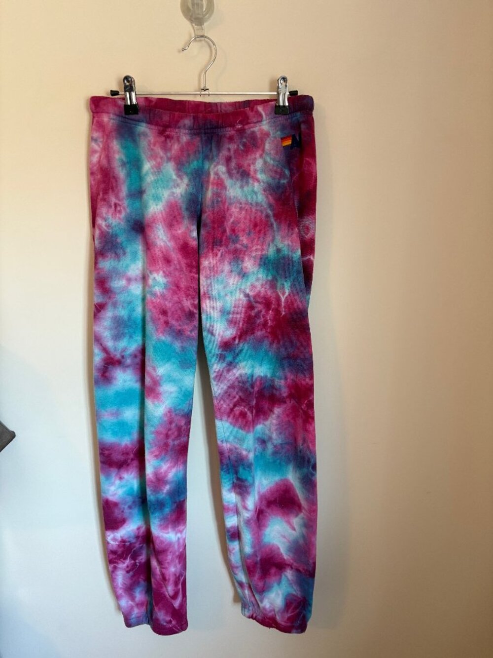 Aviator Nation Hand Dyed Sweatpants, Tie Dye magenta/blue